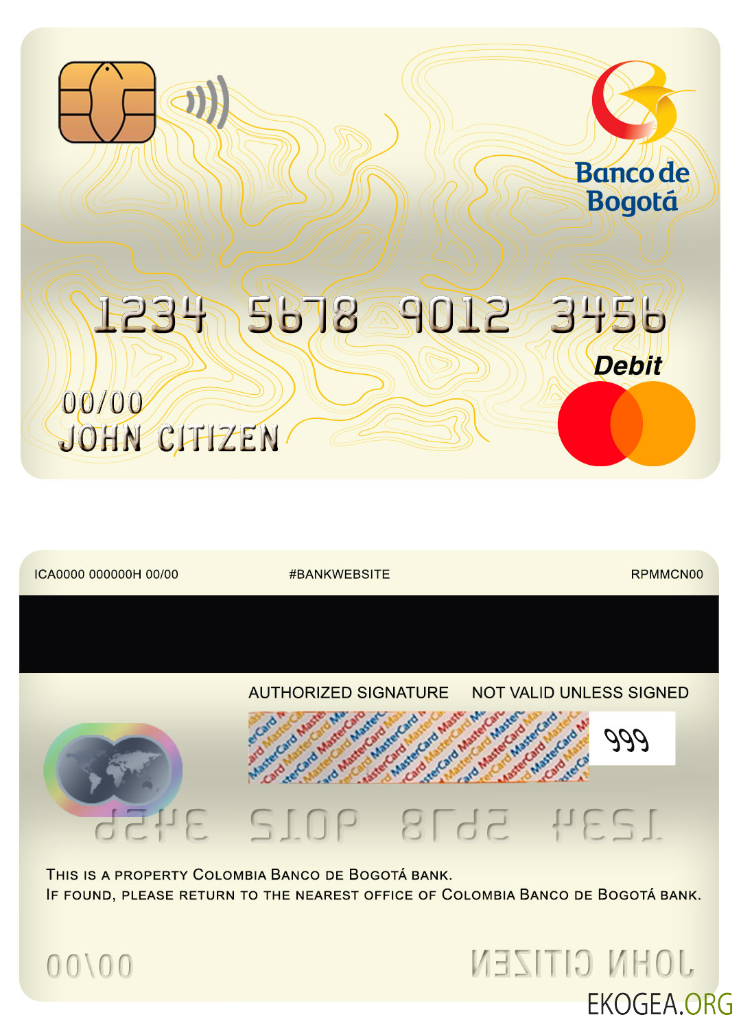 Carte de débit mastercard bancaire Colombie Banco de Bogotá